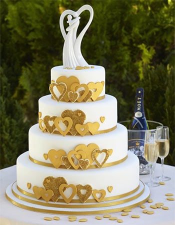 golden hearts cake